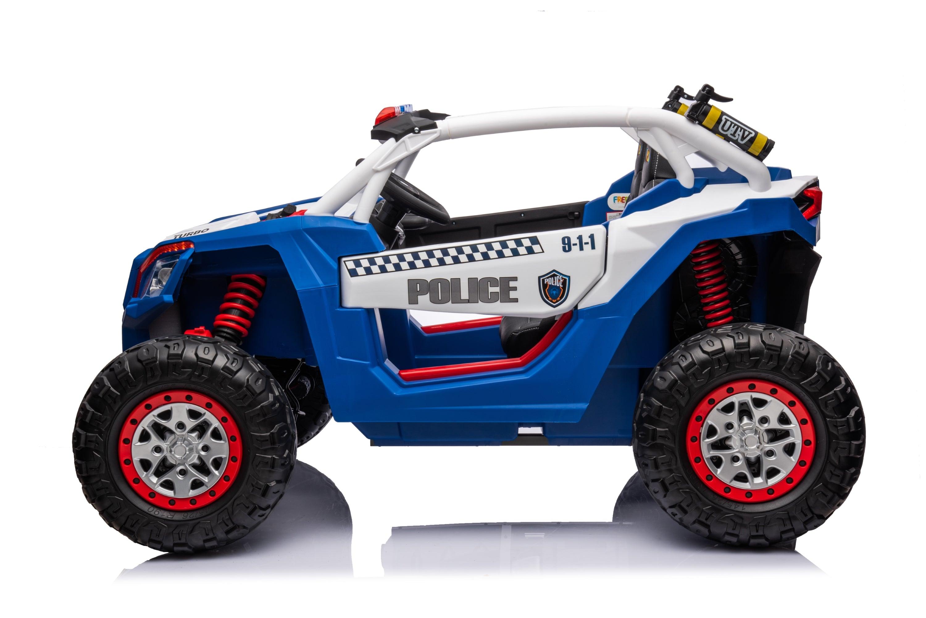 24V Freddo Storm Police UTV 2-Seater for Kids with Lights & Sirens for Action-Packed Adventures - DTI Direct Canada