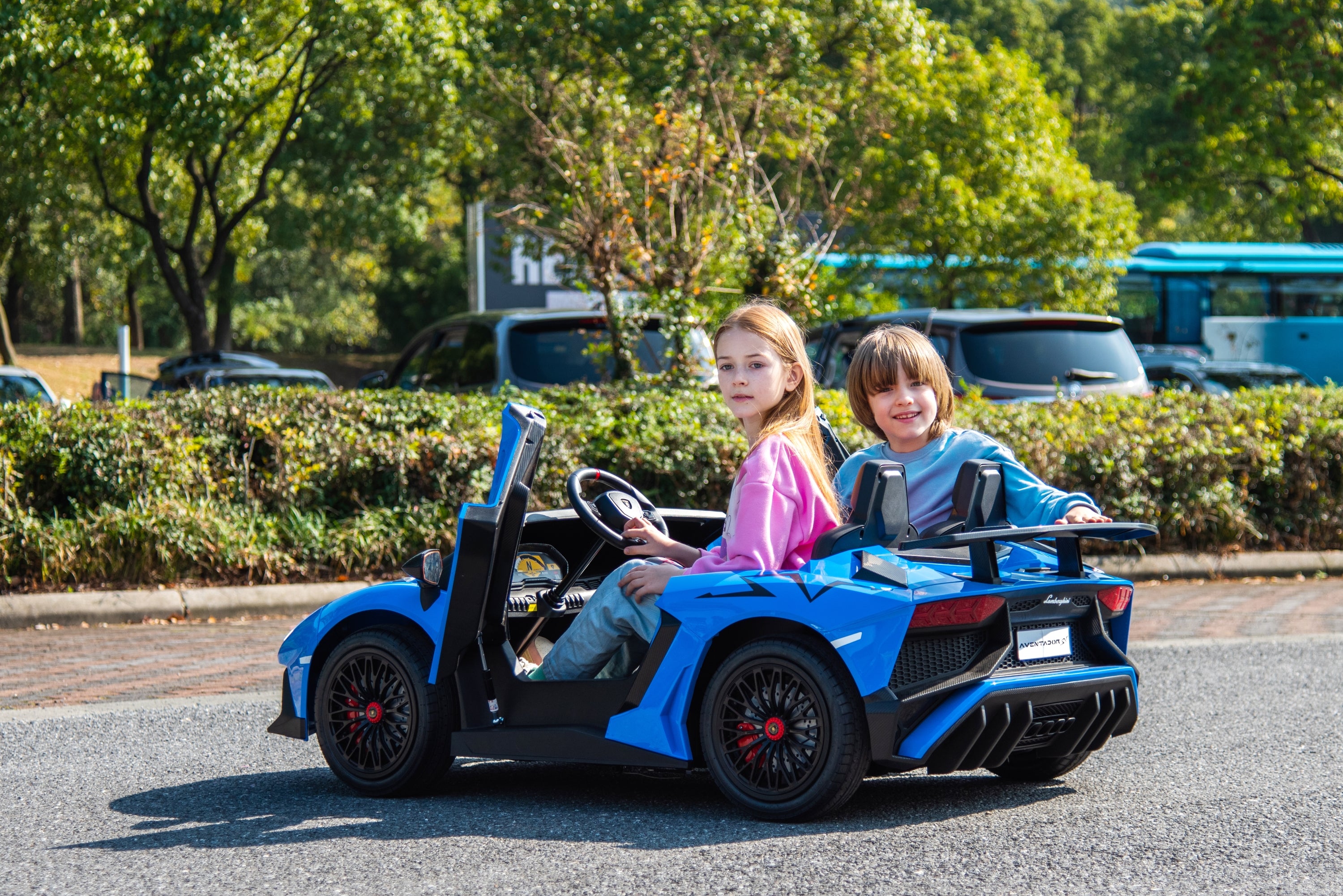 24V Lamborghini Aventador 2 Seater Ride On Car for Kids: Advanced Brushless Motor & Differential for High-Octane Fun - DTI Direct Canada