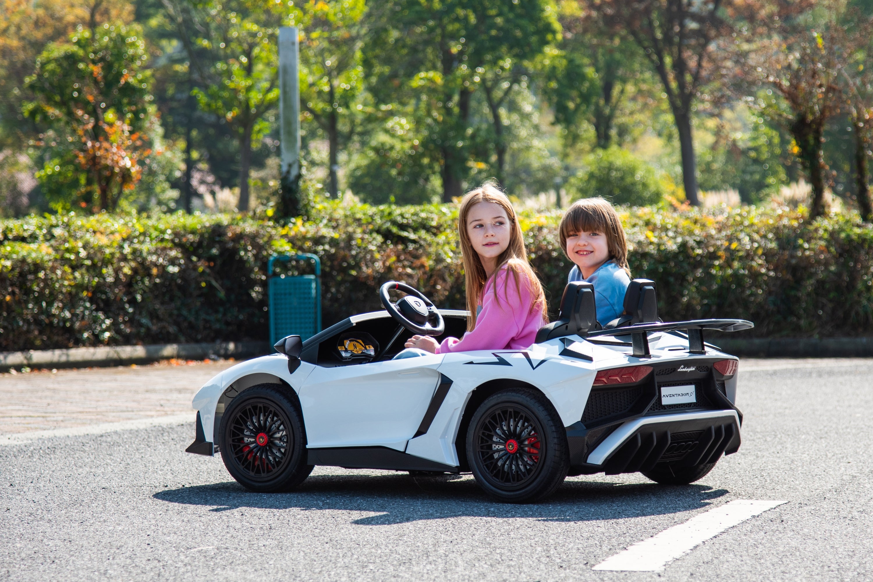 24V Lamborghini Aventador 2 Seater Ride On Car for Kids: Advanced Brushless Motor & Differential for High-Octane Fun - DTI Direct Canada