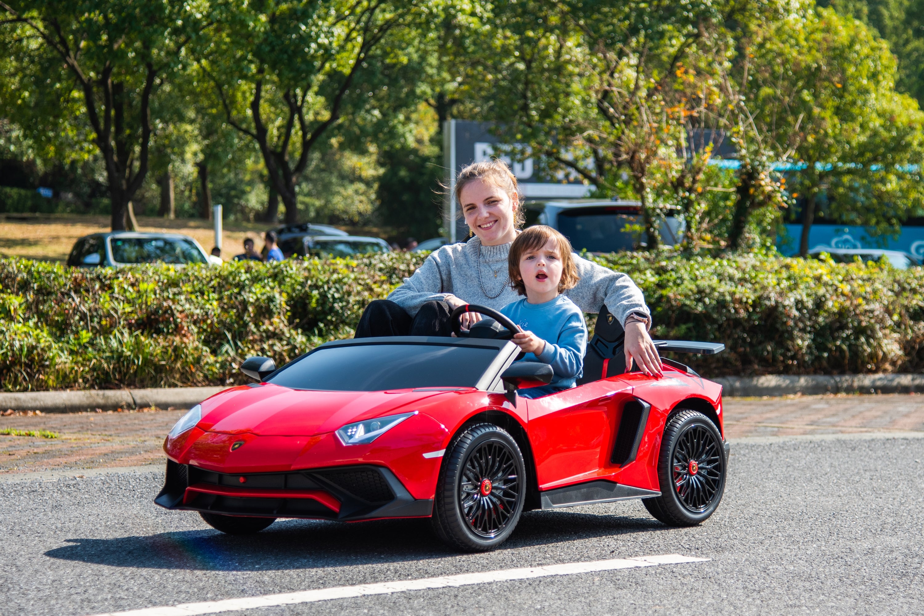 24V Lamborghini Aventador 2 Seater Ride On Car for Kids: Advanced Brushless Motor & Differential for High-Octane Fun - DTI Direct Canada