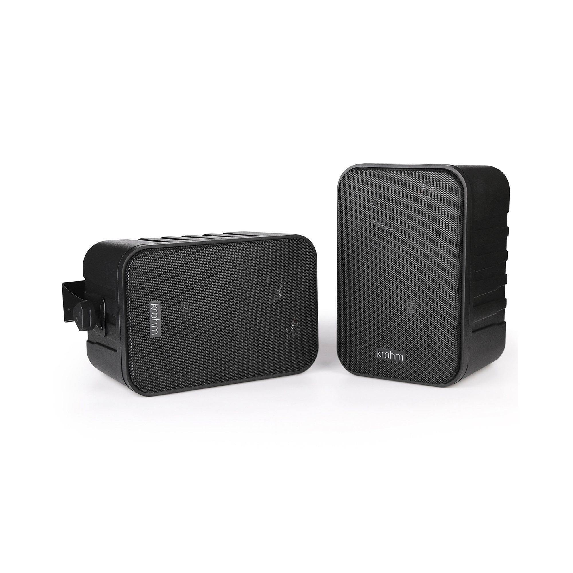 Krohm Bluetooth Wireless Indoor/Outdoor Speakers (Black-Pair) - DTI Direct Canada